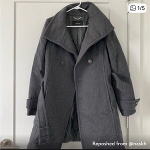 Aritzia Gray Double-Breasted Coat